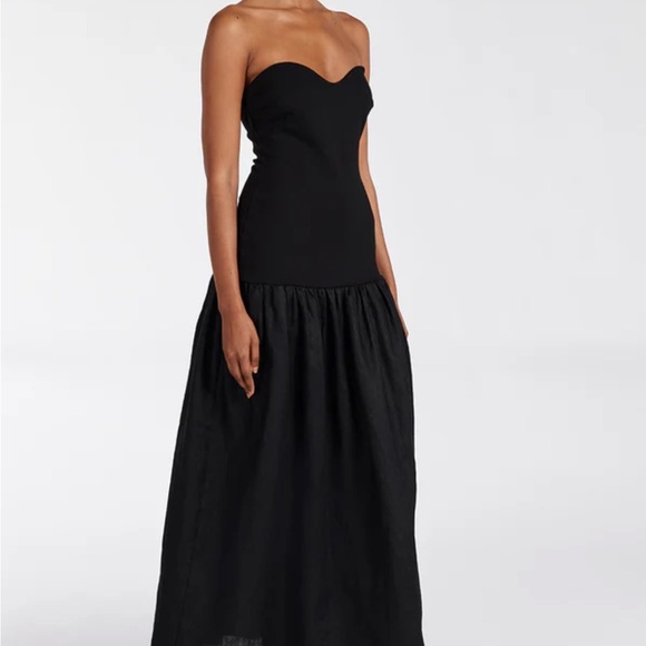 DISSH ELLISON BLACK STRAPLESS MIDI DRESS drop waist Elegant Black Strapless 4 - Picture 4 of 11